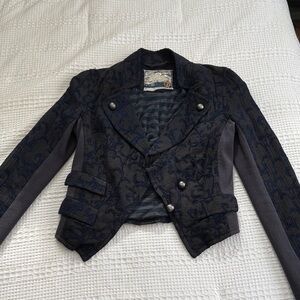 Free People Military Crop Navy Blue Women's Jacket